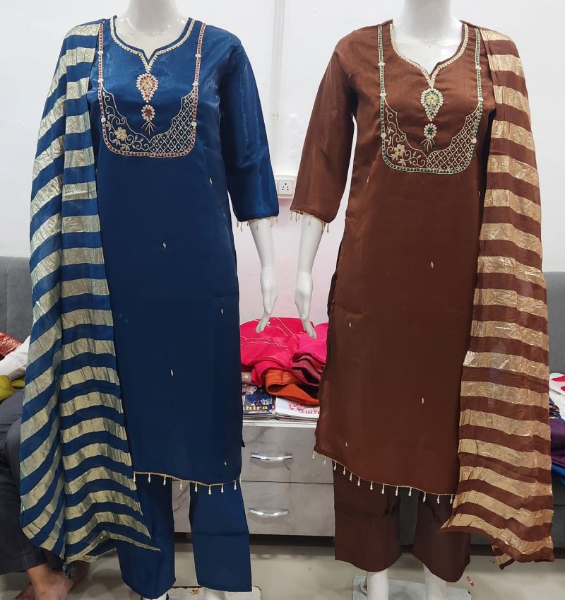 1764 And 1765 By Ossm Style Chiffon Crush Kurtis Set Size Combo 